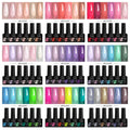 LILYCUTE 6Pcs 7ML Gel DIY Nails Polish Set Bright Pink Nail Charms Soak Off UV LED Gel Varnish Nail Art Design Accessories